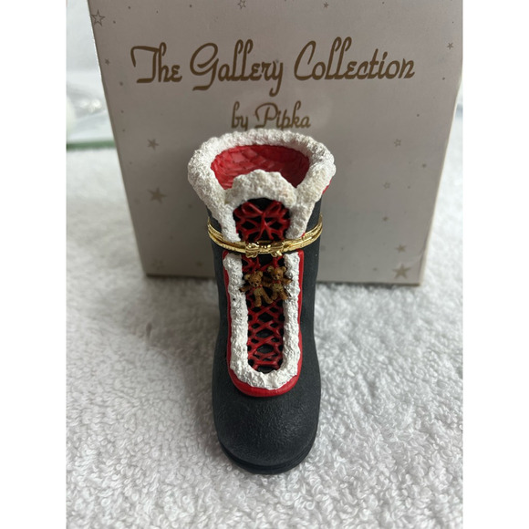 Pipka Gallery Collection #40032 Teddy Bear Santa Boot Trinket Box Christmas 3" - Picture 7 of 10